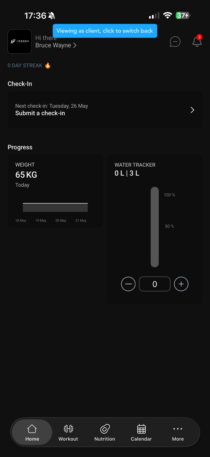 Ikenna Fitness app — checkin