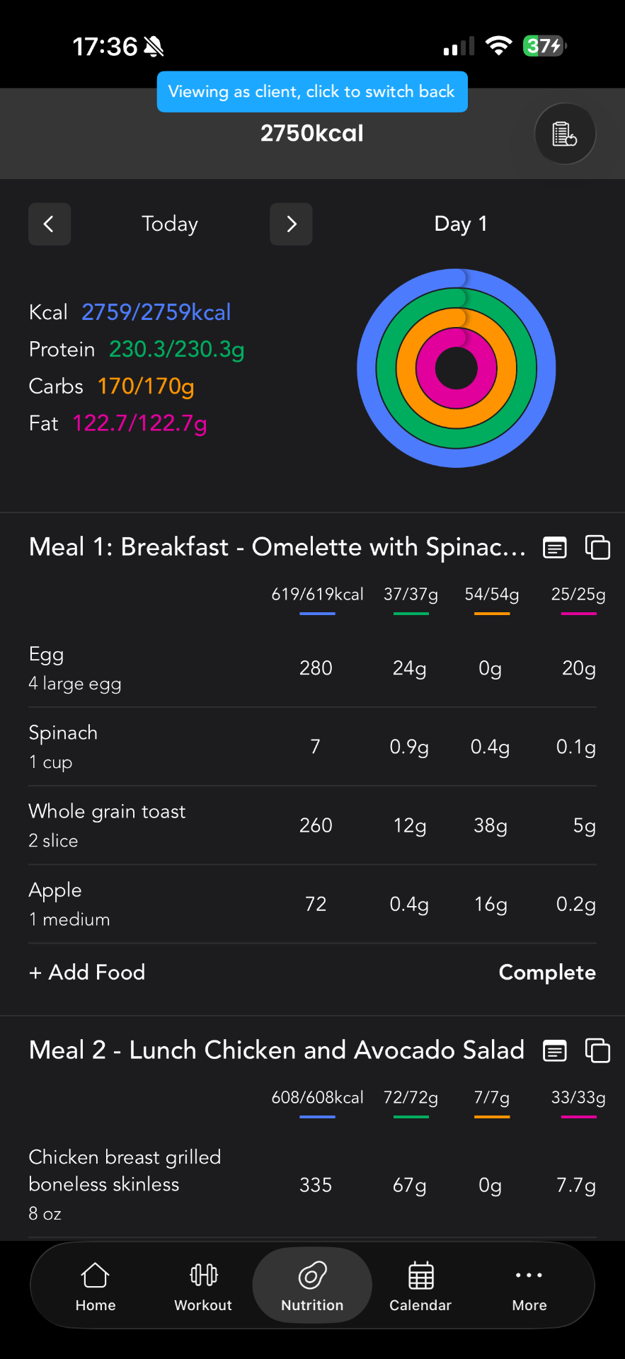 Ikenna Fitness app — nutrition